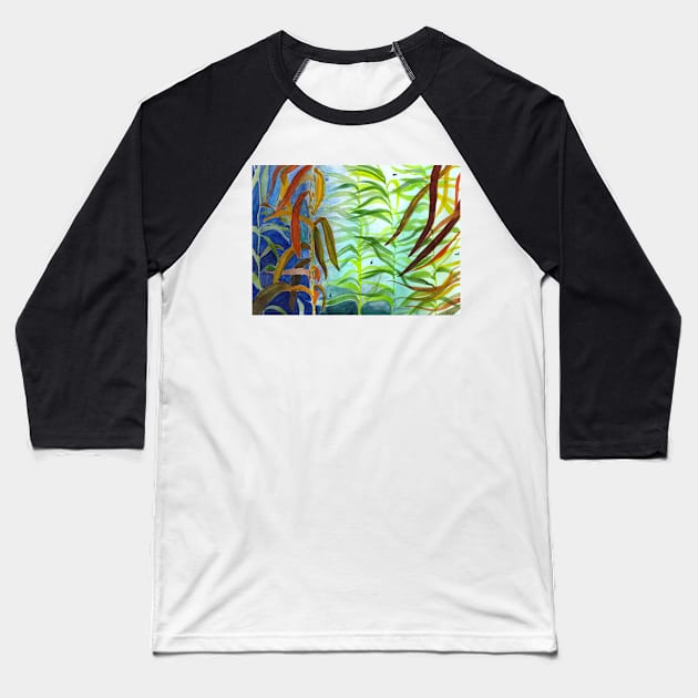 Kelp Forest Watercolor Art Baseball T-Shirt by Sandraartist